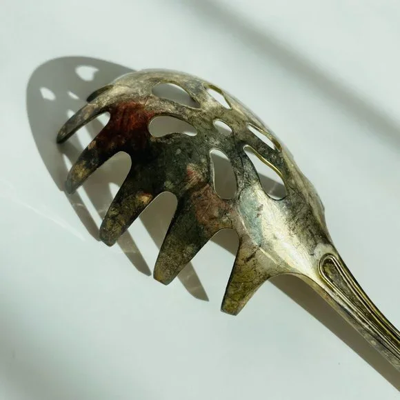 Vintage EPNS England Sheffield King Silverplate Serving Utensils Pasta Spoon - Picture 4 of 7